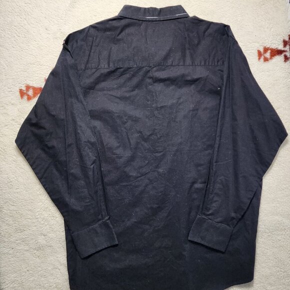 Vintage Mecca Long Sleeve Shirt Large Black Button Up Skater Baggy Oversized Y2K - Picture 3 of 6
